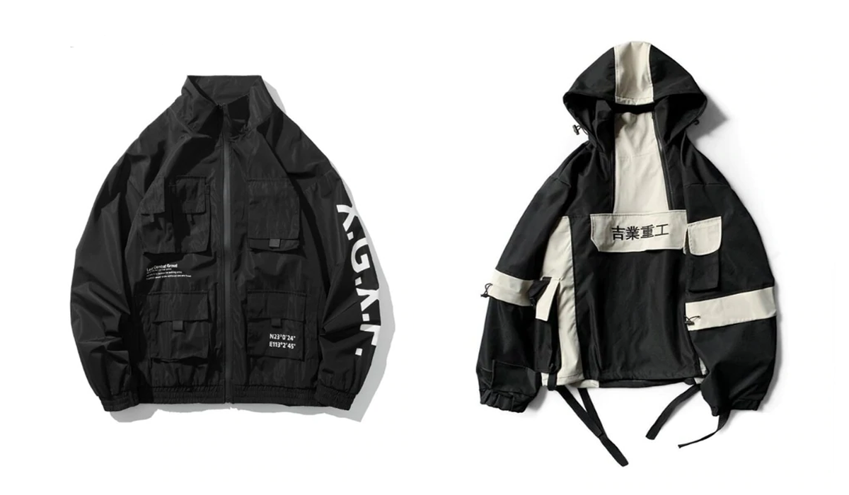 black and white techwear jackets
